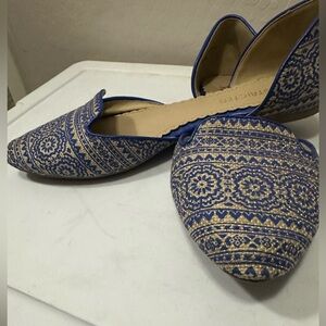 Blue and Cream Women's Flats